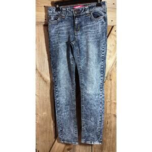 Y2K ZanaDi Jeans Women's 8 Acid Wash Straight Rhinestone Pockets Stretch Denim